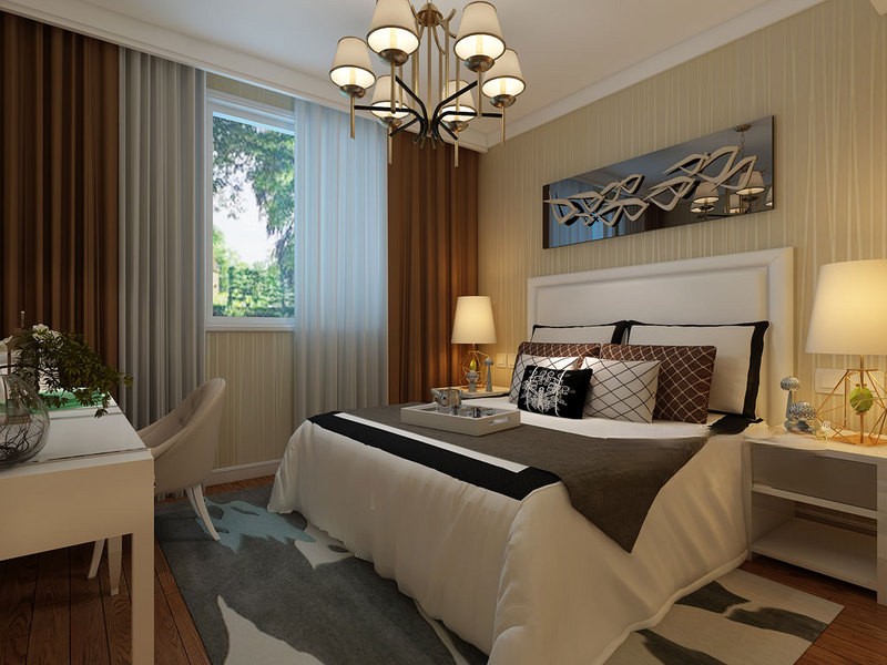 上海尚汇豪庭97平现代简约风格住宅卧室装修效果图