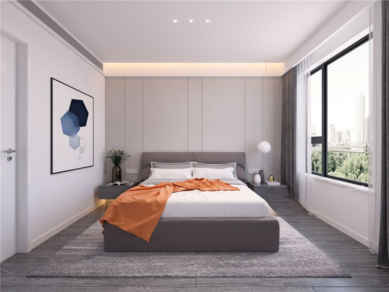 上海卓越维港200平现代简约风格别墅卧室装修效果图