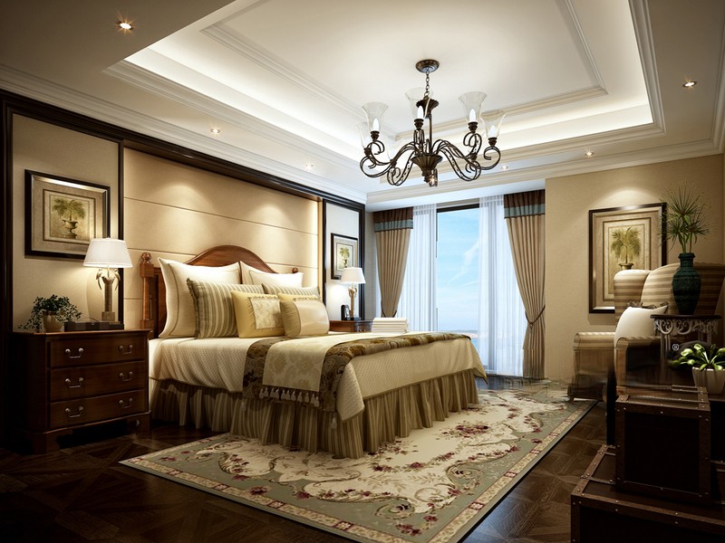 上海东岭国际400平美式风格跃层卧室装修效果图