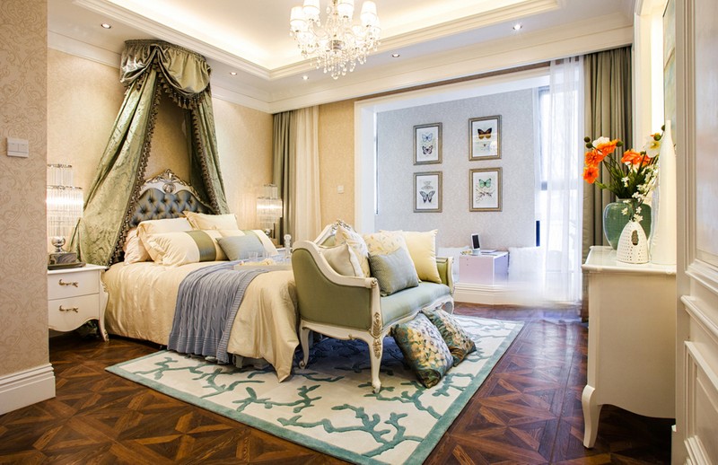 上海天水湾267平美式风格别墅卧室装修效果图