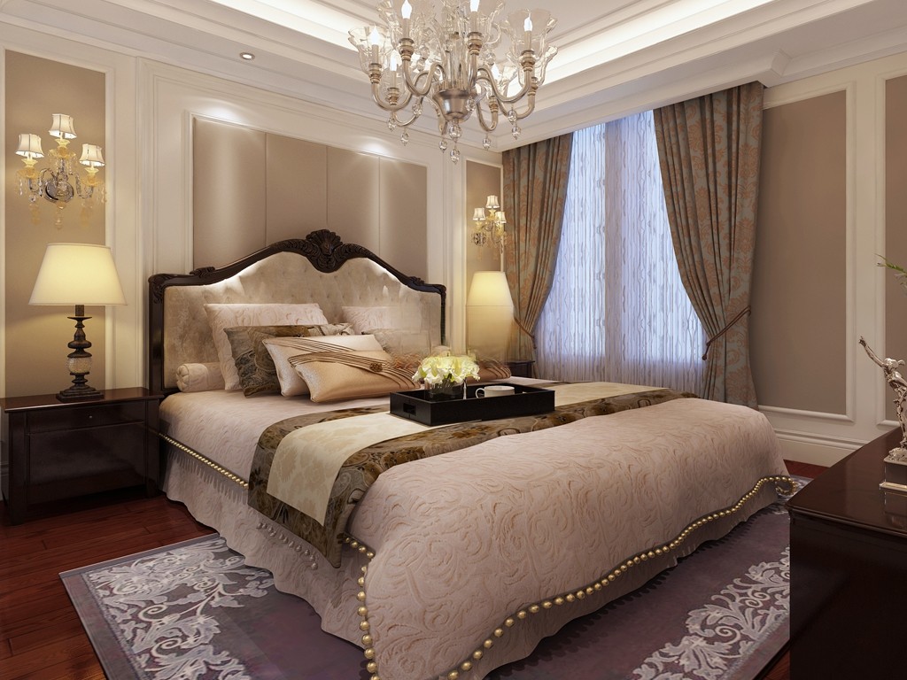 闵行区绿城玫瑰园600平欧式风格独栋别墅卧室装修效果图