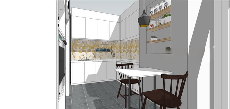 上海莘城公寓94平现代简约风格住宅厨房装修效果图