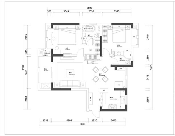 浦东新区尼德兰花园99平美式风格公寓装修效果图