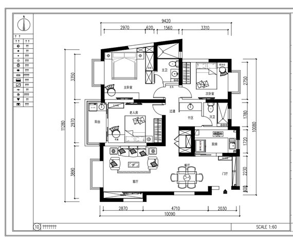 嘉定区嘉城幸福港112平美式风格公寓装修效果图