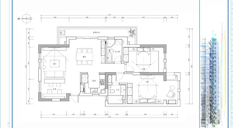 松江区茉莉雅苑120平现代简约风格两室两厅装修效果图
