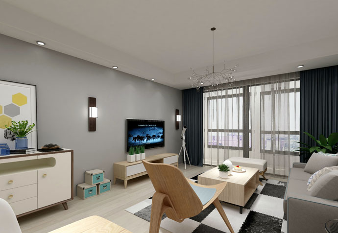 浦东新区高桥新城67平美式风格公寓装修效果图