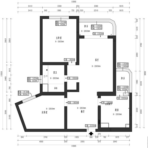 上海莘城公寓94平住宅户型图