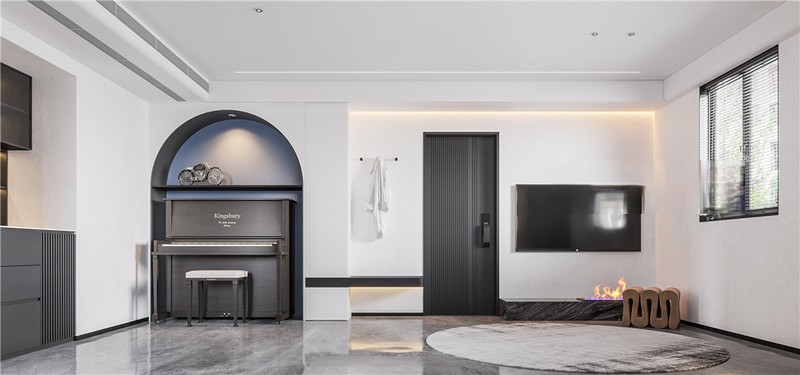 上海申通公寓78平现代简约风格二居室客厅装修效果图