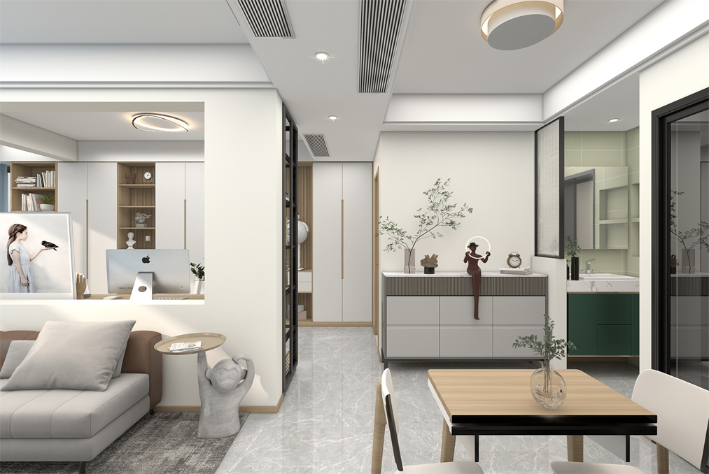 浦东南洋绿都公寓110平现代简约风格三房装修效果图
