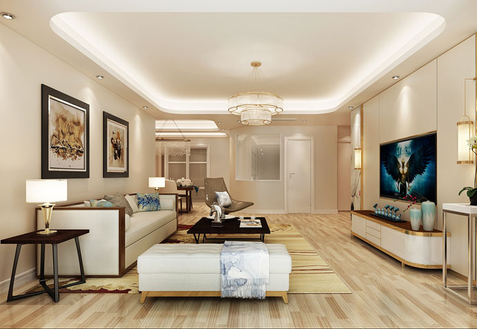 浦东新区中金海棠湾98平美式风格公寓装修效果图