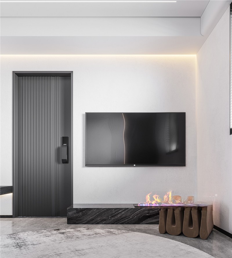 上海申通公寓78平现代简约风格二居室客厅装修效果图