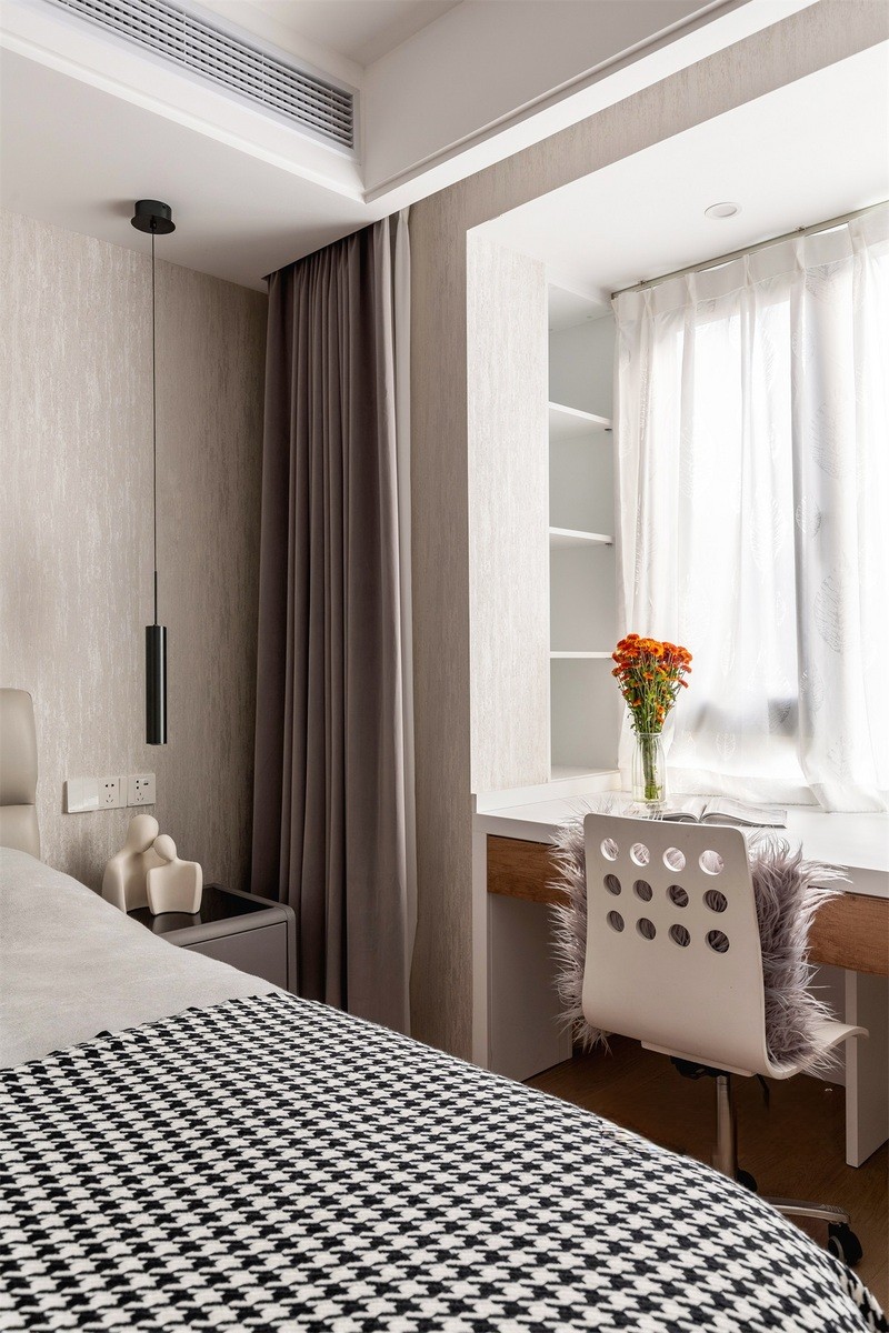 上海当代清水园160平轻奢风格住宅卧室装修效果图
