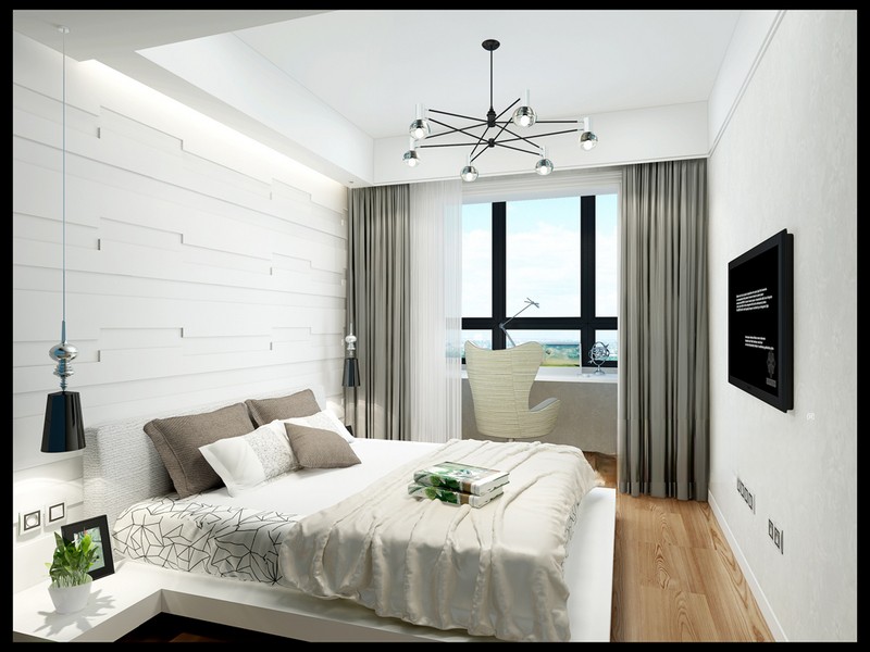 上海德圣博奥城145平现代简约风格住宅卧室装修效果图