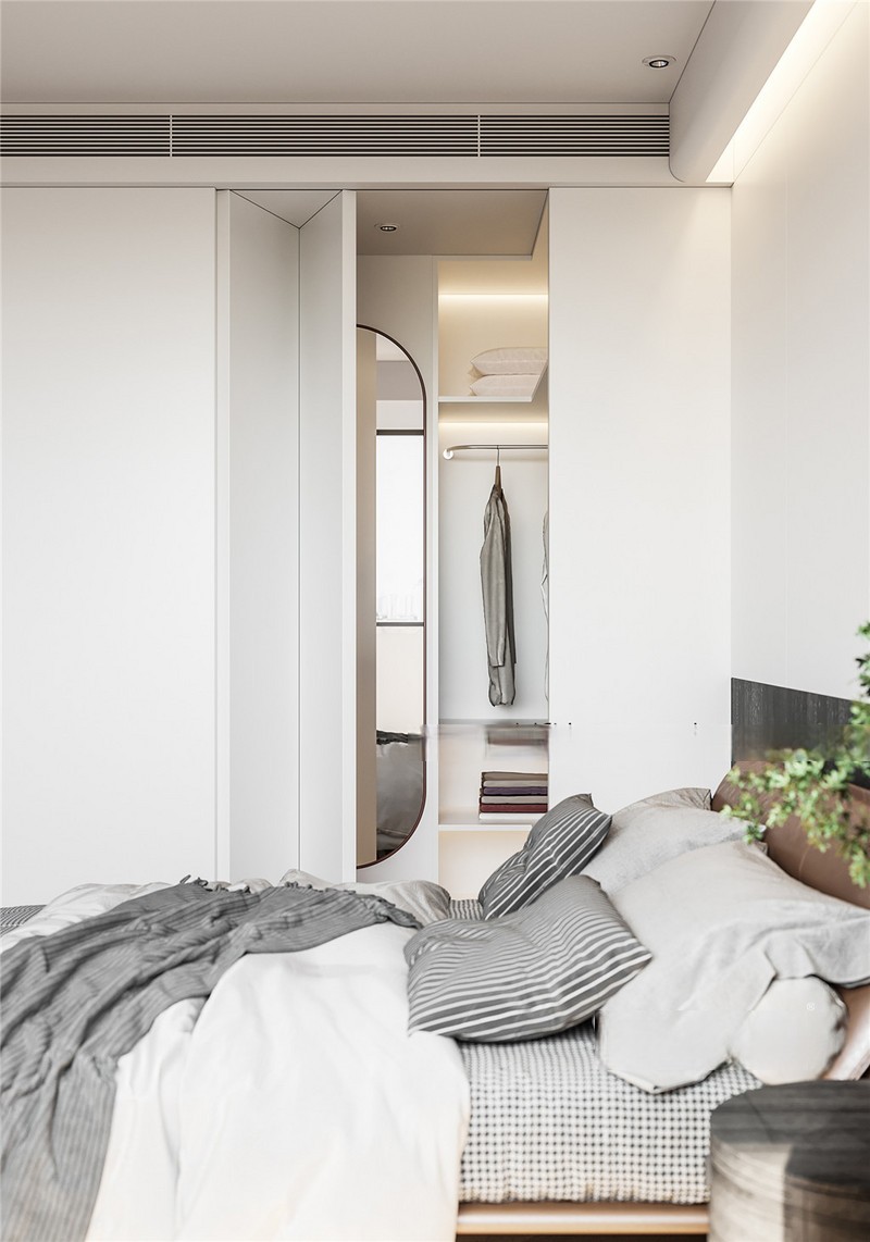 上海申通公寓78平现代简约风格二居室卧室装修效果图