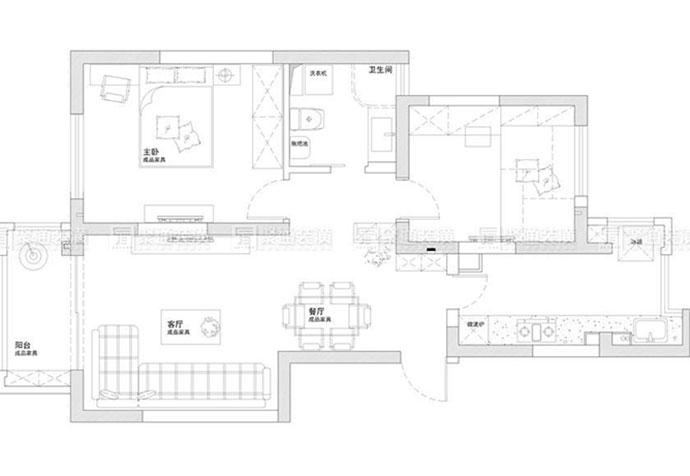 浦东新区绿地崴廉公寓86平现代风格公寓装修效果图