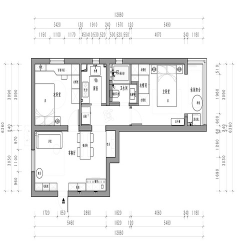 上海申通公寓78平二居室户型图