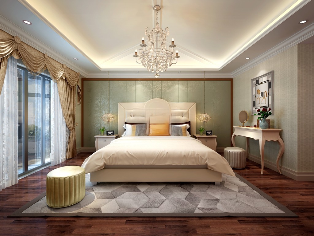 长宁区西郊创世纪500平欧式风格独栋别墅卧室装修效果图