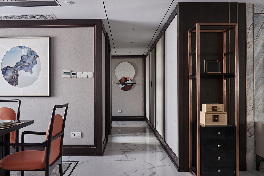 100-150㎡平新中式风格三居室装修效果图
