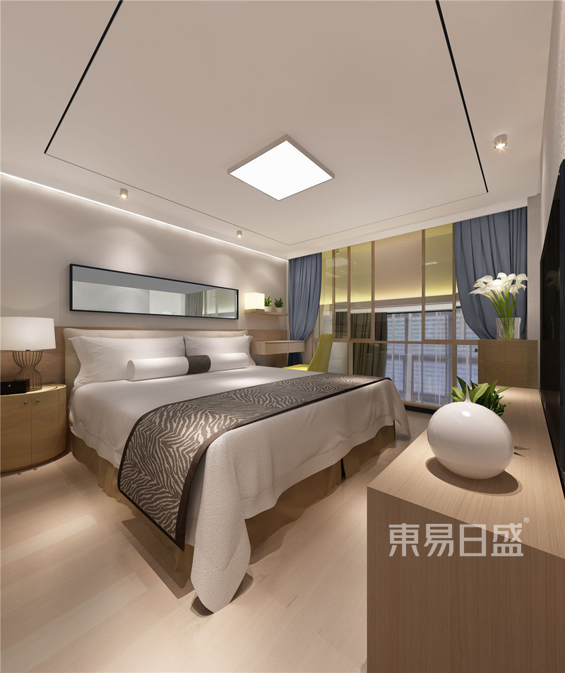 上海山水名郡160平现代简约风格复式卧室装修效果图