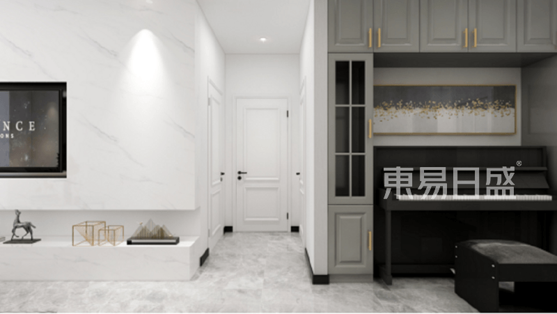 上海百年世家120平轻奢风格住宅客厅装修效果图