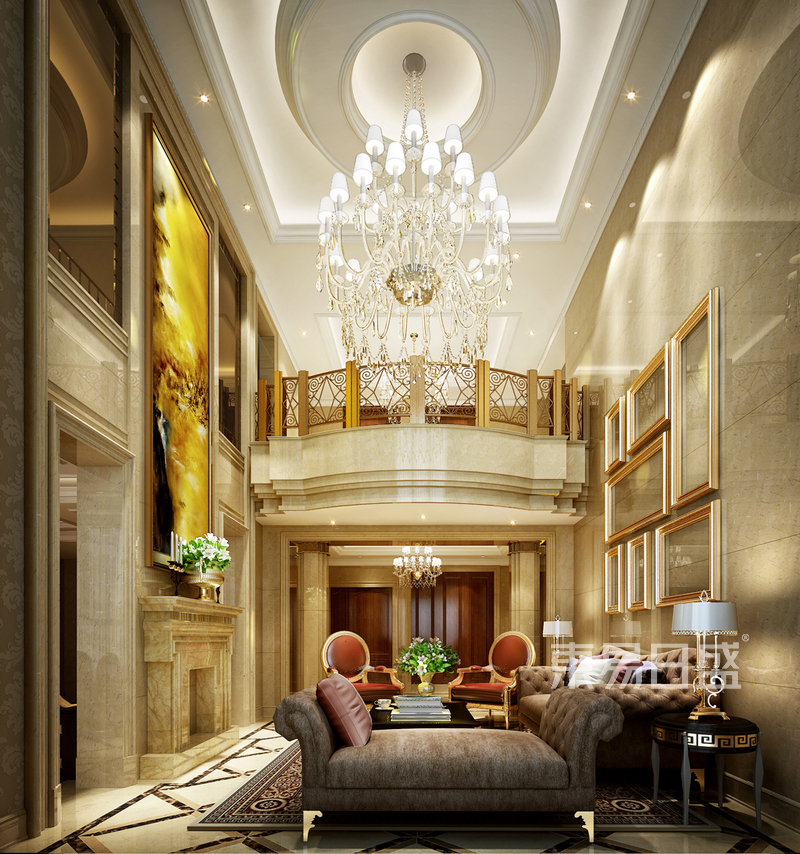 上海东氿御园280平新古典风格跃层客厅装修效果图