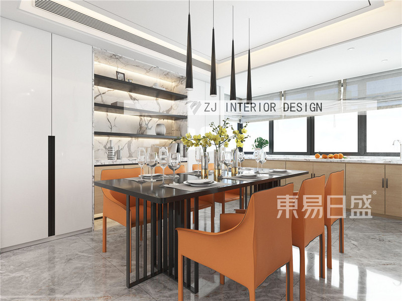 上海悦上海148平轻奢风格住宅餐厅装修效果图