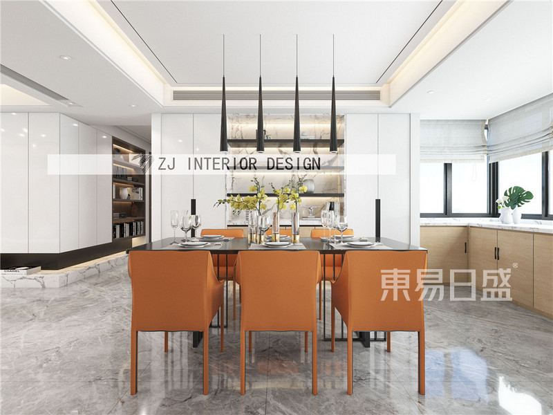 上海悦上海148平轻奢风格住宅餐厅装修效果图