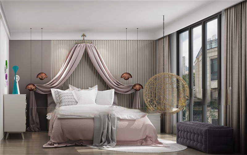 上海悦上海148平轻奢风格住宅卧室装修效果图