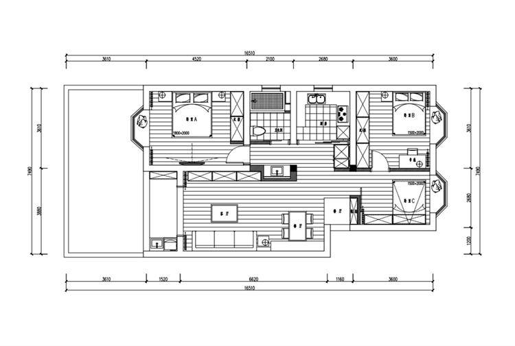 宝山区共和新苑96平日式风格三居室装修效果图