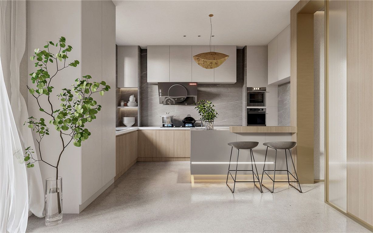 青浦区融信铂湾400平现代风格联排别墅厨房装修效果图