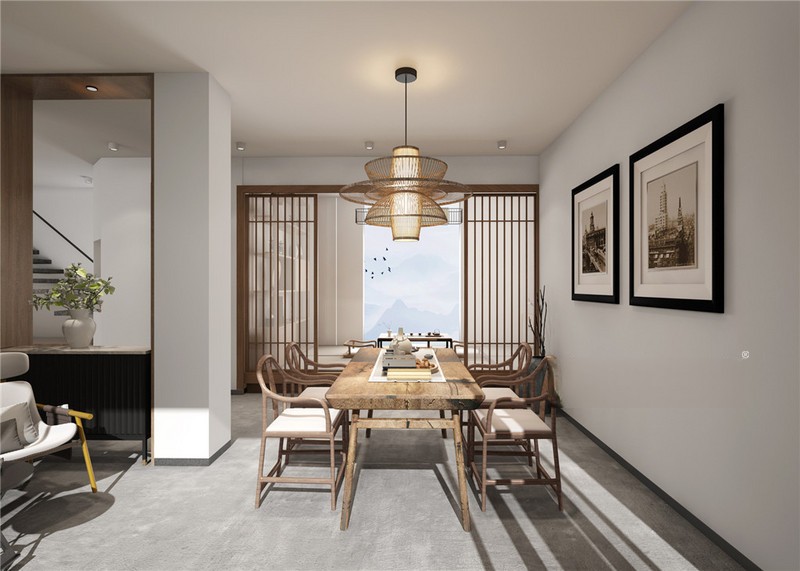 上海上海苍山小院200平现代简约风格别墅餐厅装修效果图