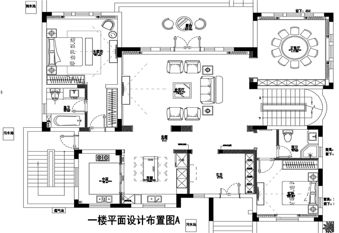 青浦区安澜西郊580平欧式风格别墅装修效果图