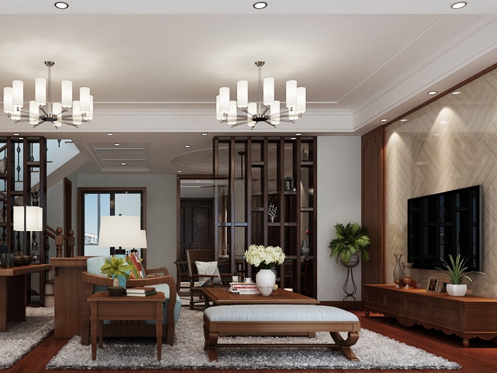 宝山区正荣国领200平法式风格叠加别墅客厅装修效果图