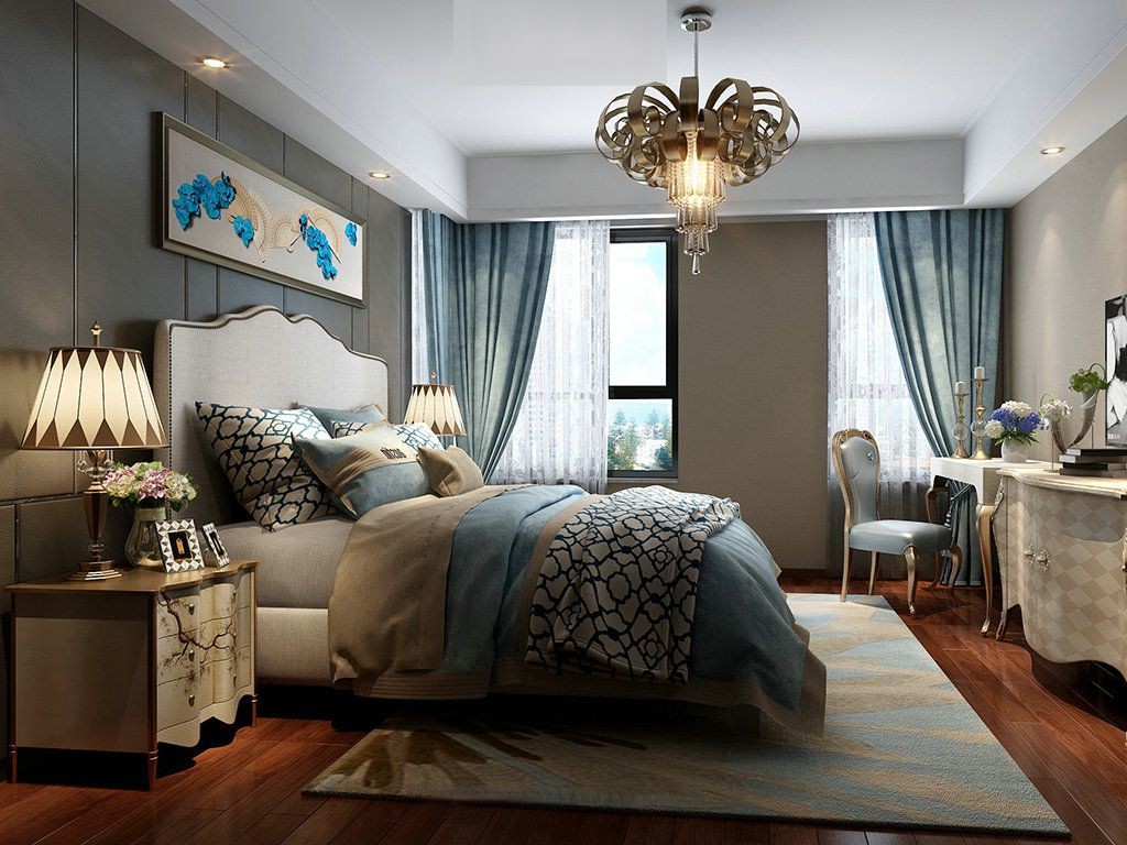 浦东仁恒东郊176平新中式风格大平层卧室装修效果图