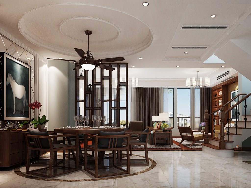 宝山区正荣国领200平法式风格叠加别墅餐厅装修效果图