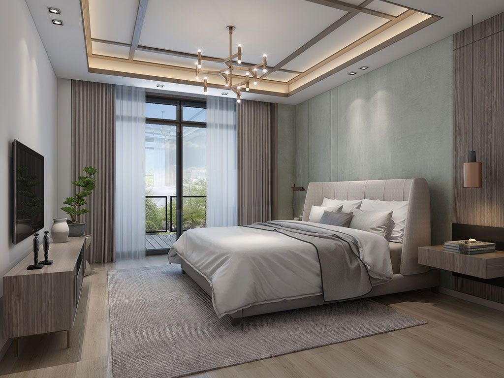 金山区500平现代风格独栋别墅卧室装修效果图