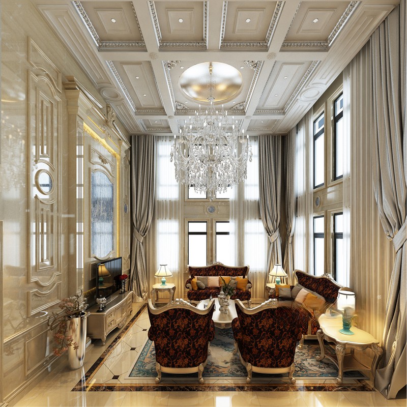上海海门别墅800平欧式古典风格别墅客厅装修效果图