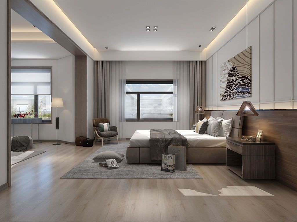 金山区500平现代风格独栋别墅卧室装修效果图