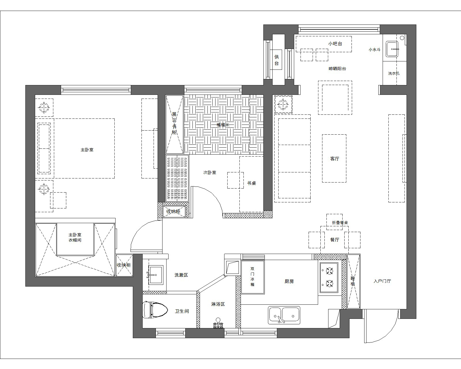 松江区翠和苑78平简约风格二居室装修效果图