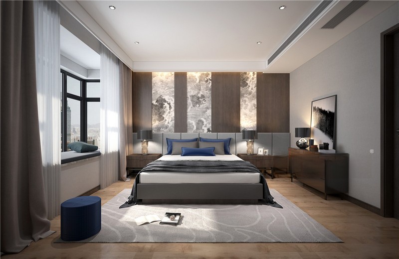 上海汇龙新城160平现代简约风格三居室卧室装修效果图