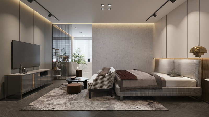 上海高尚领域360平现代前卫风格别墅卧室装修效果图