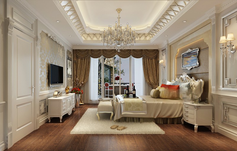 上海海门别墅800平欧式古典风格别墅卧室装修效果图