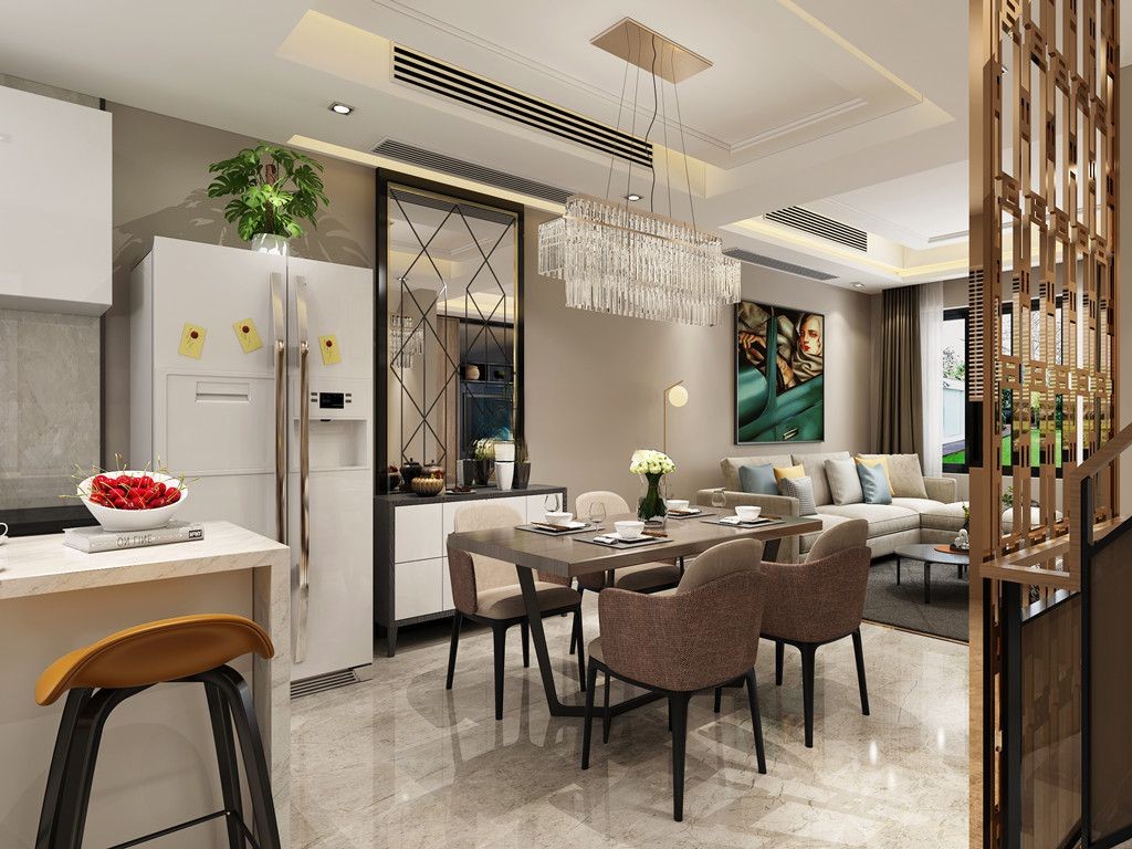 嘉定区上海villa别墅220平现代风格联排别墅餐厅装修效果图