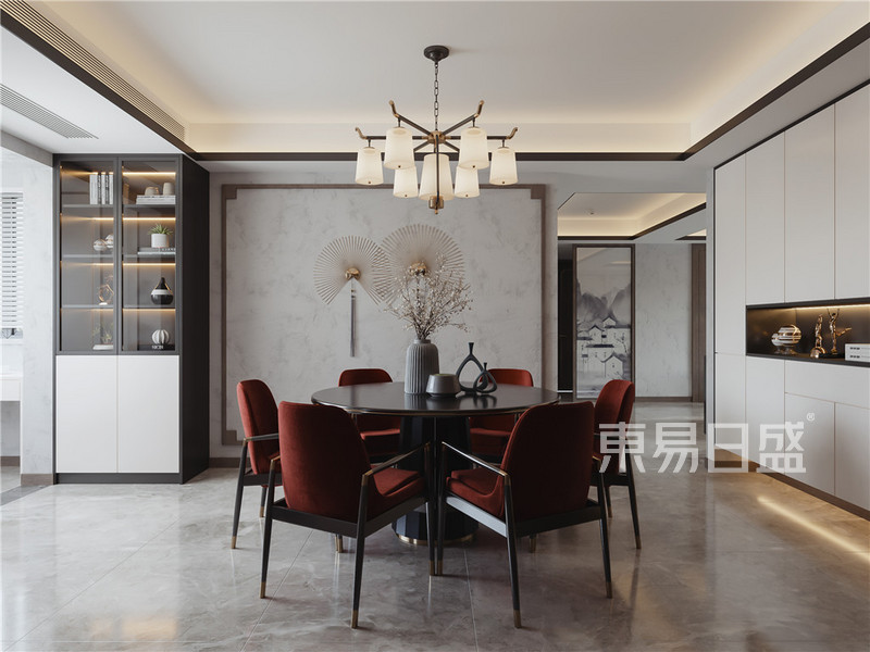 上海华祺苑152平新中式风格三居室餐厅装修效果图