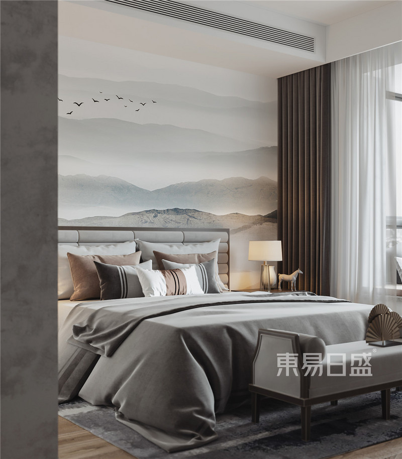 上海华祺苑152平新中式风格三居室卧室装修效果图