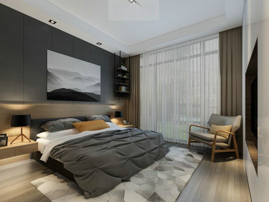 闵行区绿城玫瑰园322平现代风格大平层卧室装修效果图