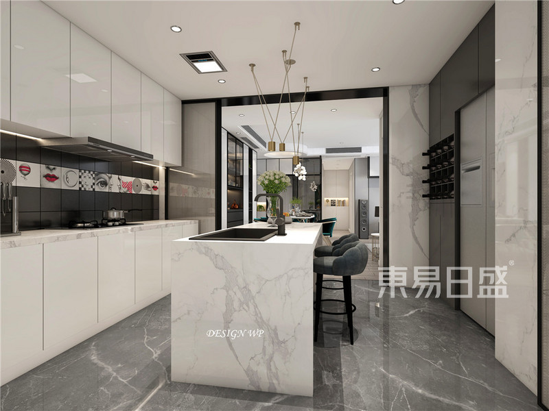 上海荟萃花园120平现代简约风格住宅厨房装修效果图