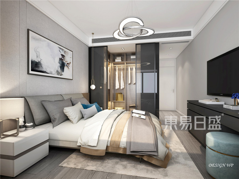 上海荟萃花园120平现代简约风格住宅卧室装修效果图