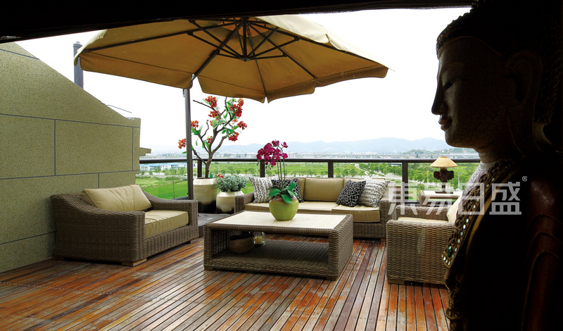 上海碧湖国际210平东南亚风格别墅阳台装修效果图