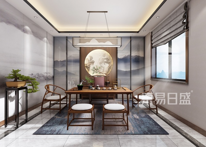 上海上海维诗凯亚500平新中式风格别墅餐厅装修效果图